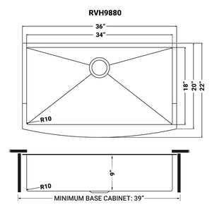 Ruvati 36-inch Apron-Front Farmhouse Kitchen Sink - Copper Tone Matte Bronze Stainless Steel Single Bowl - RVH9880CP