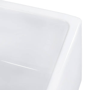Ruvati 30-inch Fireclay Farmhouse Offset Drain Kitchen Sink Single Bowl White - Left Drain - RVL2018WL