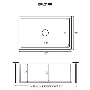 Ruvati 30 x 20 inch Fireclay Reversible Farmhouse Apron-Front Kitchen Sink Single Bowl - Biscuit - RVL2100BS
