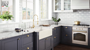 Ruvati 30 x 20 inch Fireclay Reversible Farmhouse Apron-Front Kitchen Sink Single Bowl - Biscuit - RVL2100BS