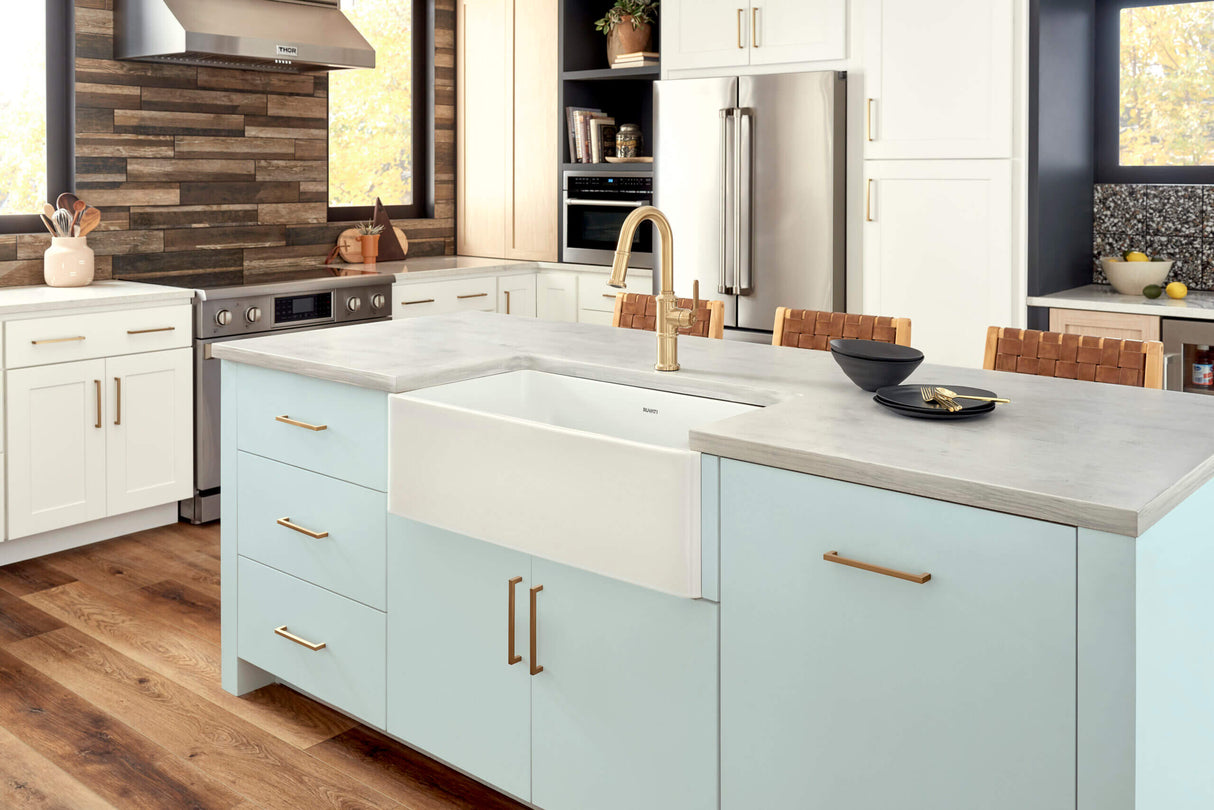 Ruvati 30 x 20 inch Fireclay Reversible Farmhouse Apron-Front Kitchen Sink Single Bowl - White - RVL2100WH