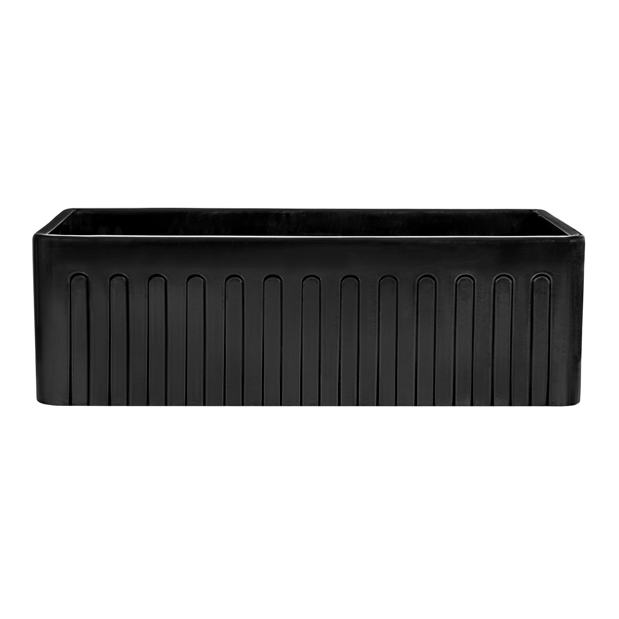 Ruvati 33 x 20 inch Fireclay Reversible Farmhouse Apron-Front Kitchen Sink Single Bowl - Glossy Black - RVL2300BK