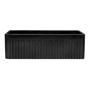 Ruvati 33 x 20 inch Fireclay Reversible Farmhouse Apron-Front Kitchen Sink Single Bowl - Glossy Black - RVL2300BK
