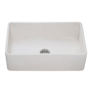 Ruvati 33 x 20 inch Fireclay Reversible Farmhouse Distressed Finish Apron-Front Kitchen Sink - Crackled White - RVL2300CR