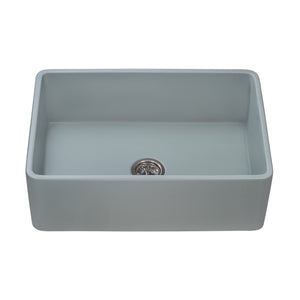 Ruvati 33 x 20 inch Fireclay Reversible Farmhouse Apron-Front Kitchen Sink Single Bowl - Horizon Gray - RVL2300GR