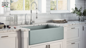 Ruvati 33 x 20 inch Fireclay Reversible Farmhouse Apron-Front Kitchen Sink Single Bowl - Horizon Gray - RVL2300GR