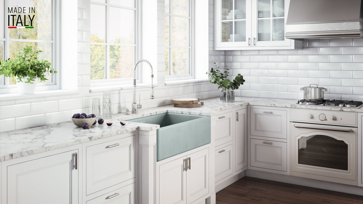 Ruvati 33 x 20 inch Fireclay Reversible Farmhouse Apron-Front Kitchen Sink Single Bowl - Horizon Gray - RVL2300GR