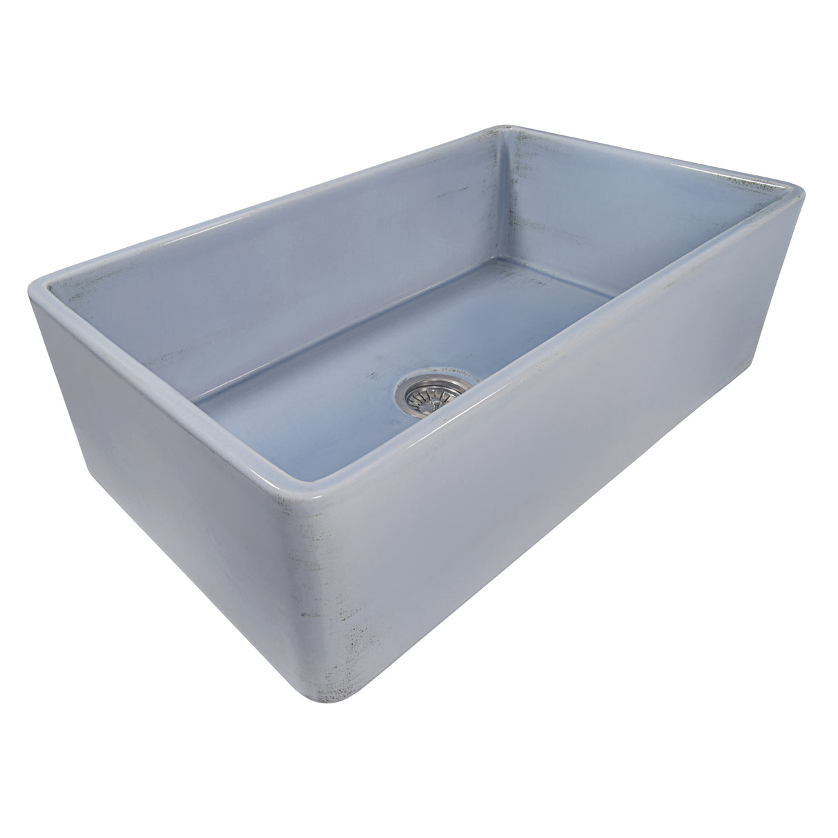 Ruvati 33 inch Fireclay Distressed Finish Farmhouse Apron-Front Kitchen Sink Reversible - Coastal Blue - RVL2300SB
