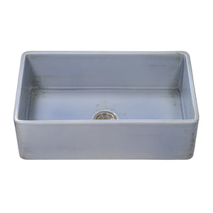 Ruvati 33 inch Fireclay Distressed Finish Farmhouse Apron-Front Kitchen Sink Reversible - Coastal Blue - RVL2300SB