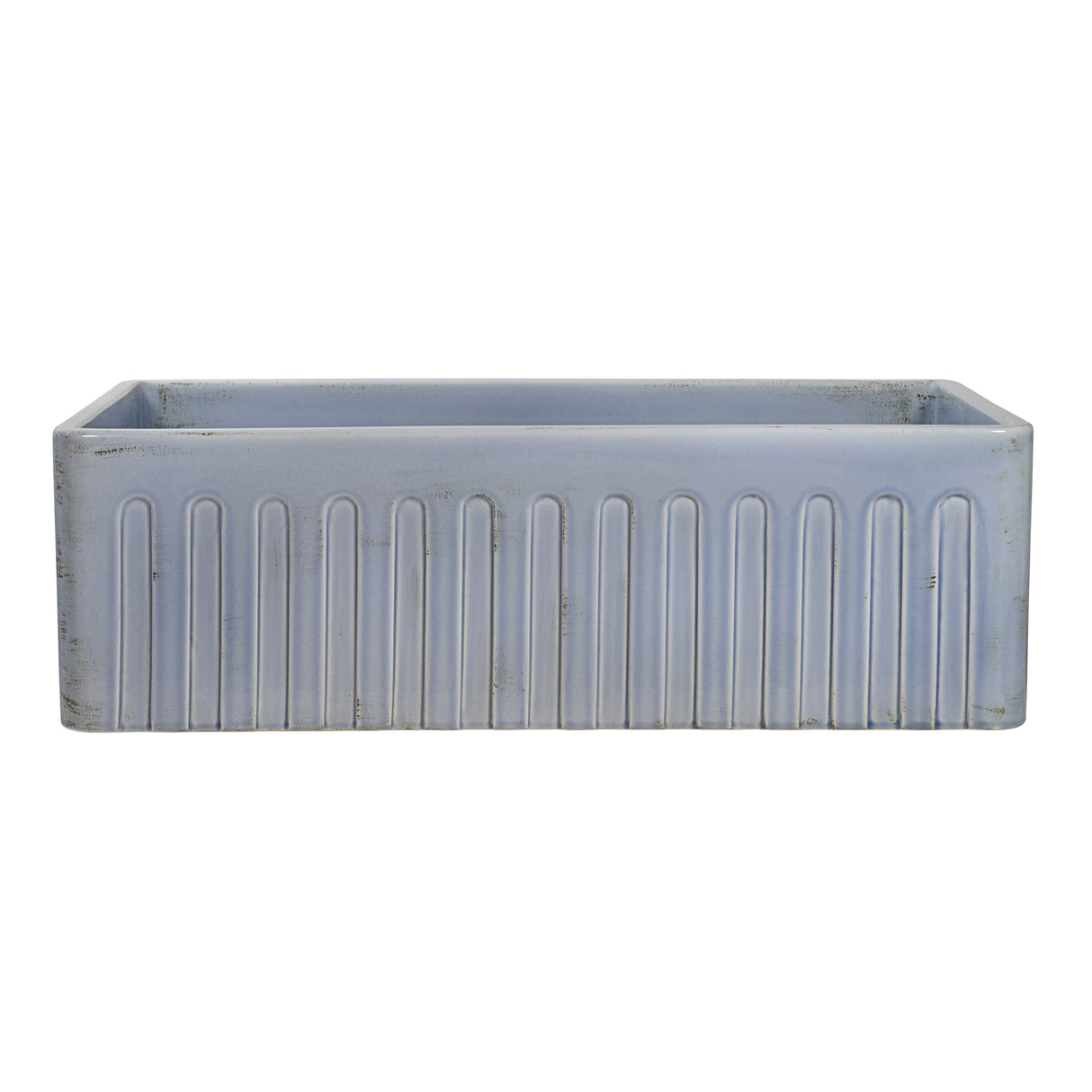 Ruvati 33 inch Fireclay Distressed Finish Farmhouse Apron-Front Kitchen Sink Reversible - Coastal Blue - RVL2300SB