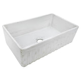 Ruvati 33 x 20 inch Fireclay Reversible Farmhouse Apron-Front Kitchen Sink Specialty Finish - Distressed White - RVL2300SW