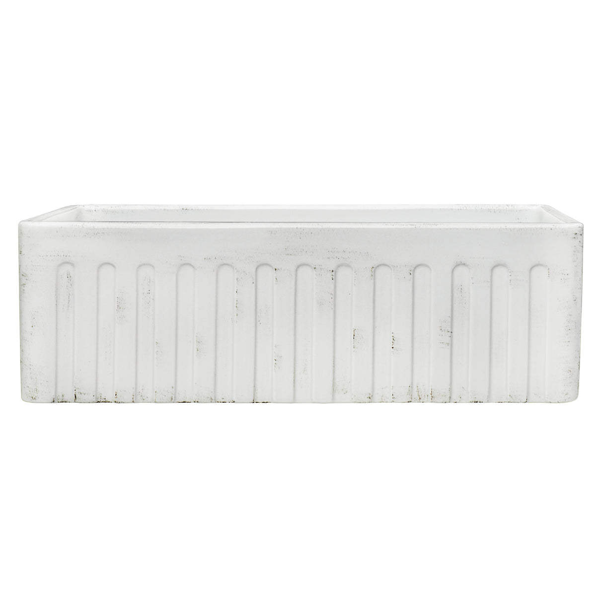 Ruvati 33 x 20 inch Fireclay Reversible Farmhouse Apron-Front Kitchen Sink Specialty Finish - Distressed White - RVL2300SW