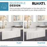 Ruvati 33 x 20 inch Fireclay Reversible Farmhouse Apron-Front Kitchen Sink Specialty Finish - Distressed White - RVL2300SW