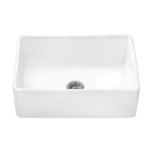 Ruvati 33 x 20 inch Fireclay Reversible Farmhouse Apron-Front Kitchen Sink Single Bowl - White - RVL2300WH