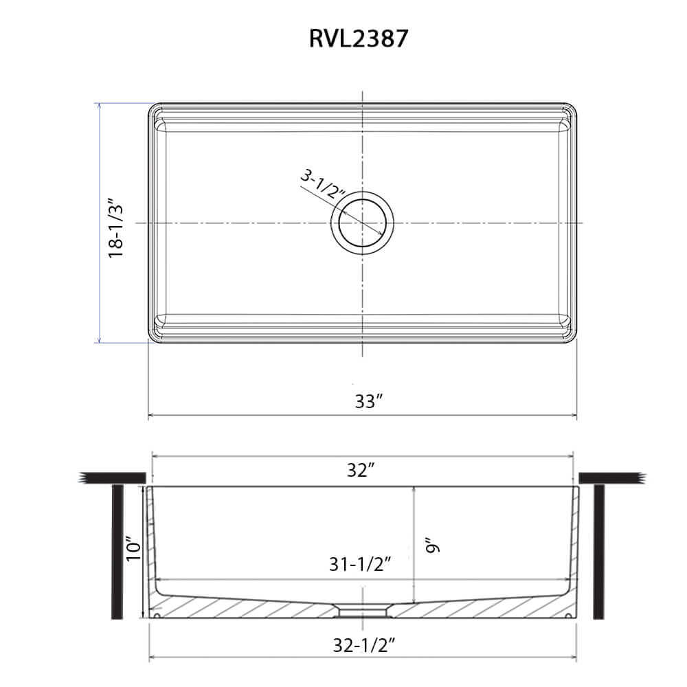Ruvati 33 inch Fireclay Workstation Farmhouse Kitchen Sink Apron Front Single Bowl Biscuit Sand - RVL2387BS