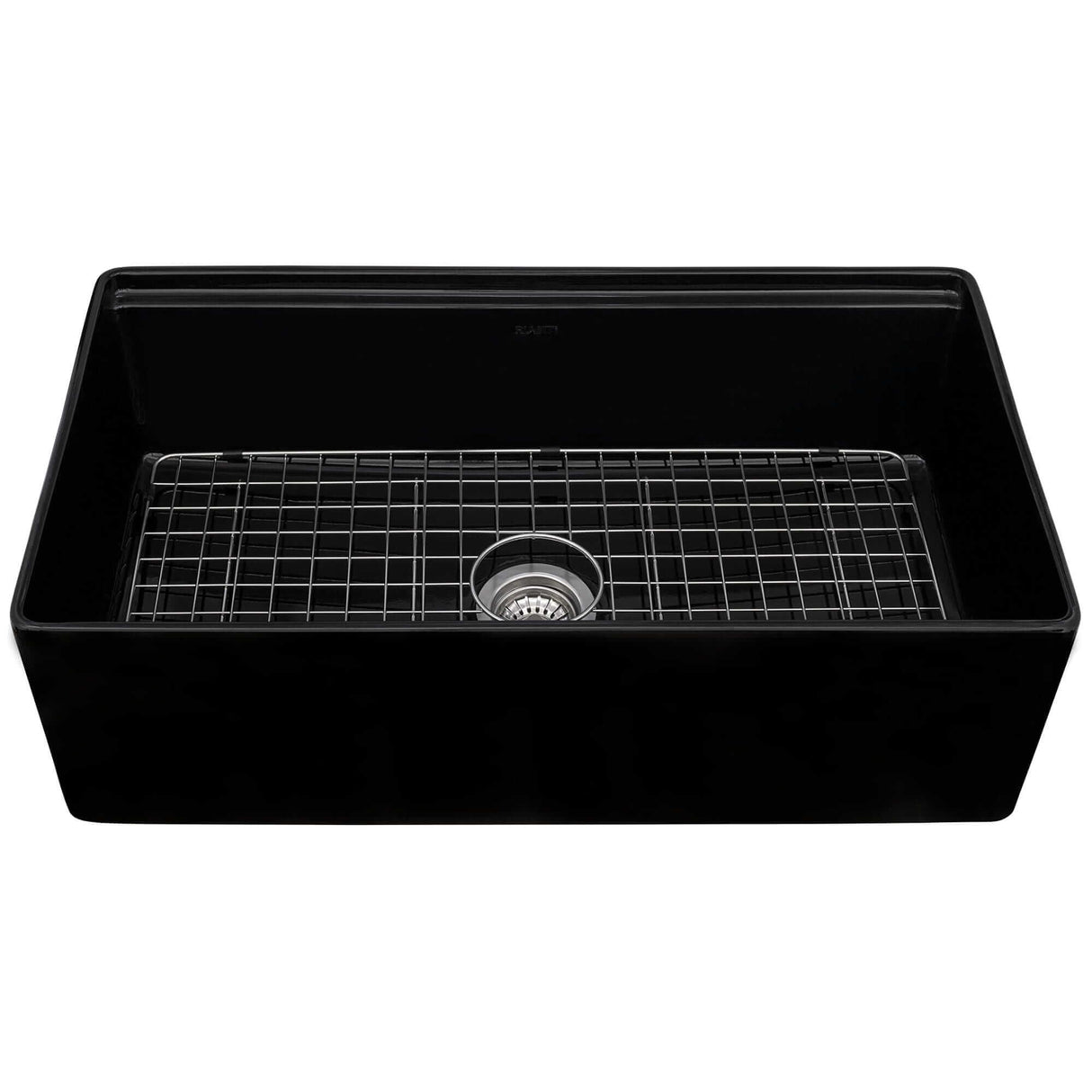 Ruvati 33 inch Fireclay Workstation Black Farmhouse Kitchen Sink Apron Front Single Bowl - RVL2387BK