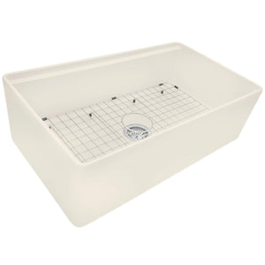Ruvati 33 inch Fireclay Workstation Farmhouse Kitchen Sink Apron Front Single Bowl Biscuit Sand - RVL2387BS