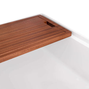 Ruvati 33 inch Fireclay Workstation White Farmhouse Kitchen Sink Apron Front Single Bowl - RVL2387WH