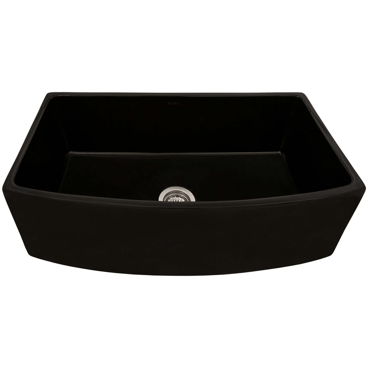 Ruvati 33 inch Fireclay Black Farmhouse Kitchen Sink Bow Front Curved Apron Single Bowl - RVL2398BK