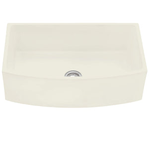Ruvati 33 inch Fireclay Biscuit Farmhouse Kitchen Sink Bow Front Curved Apron Single Bowl - RVL2398BS