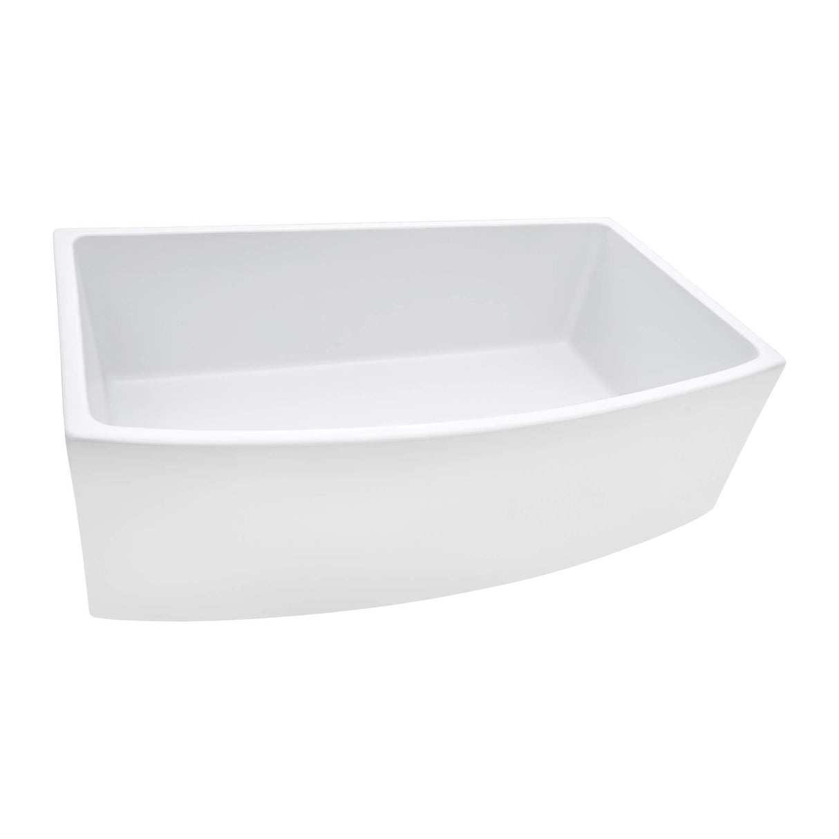 Ruvati 33 inch Fireclay White Farmhouse Kitchen Sink Bow Front Curved Apron Single Bowl - RVL2398WH