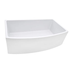 Ruvati 33 inch Fireclay White Farmhouse Kitchen Sink Bow Front Curved Apron Single Bowl - RVL2398WH