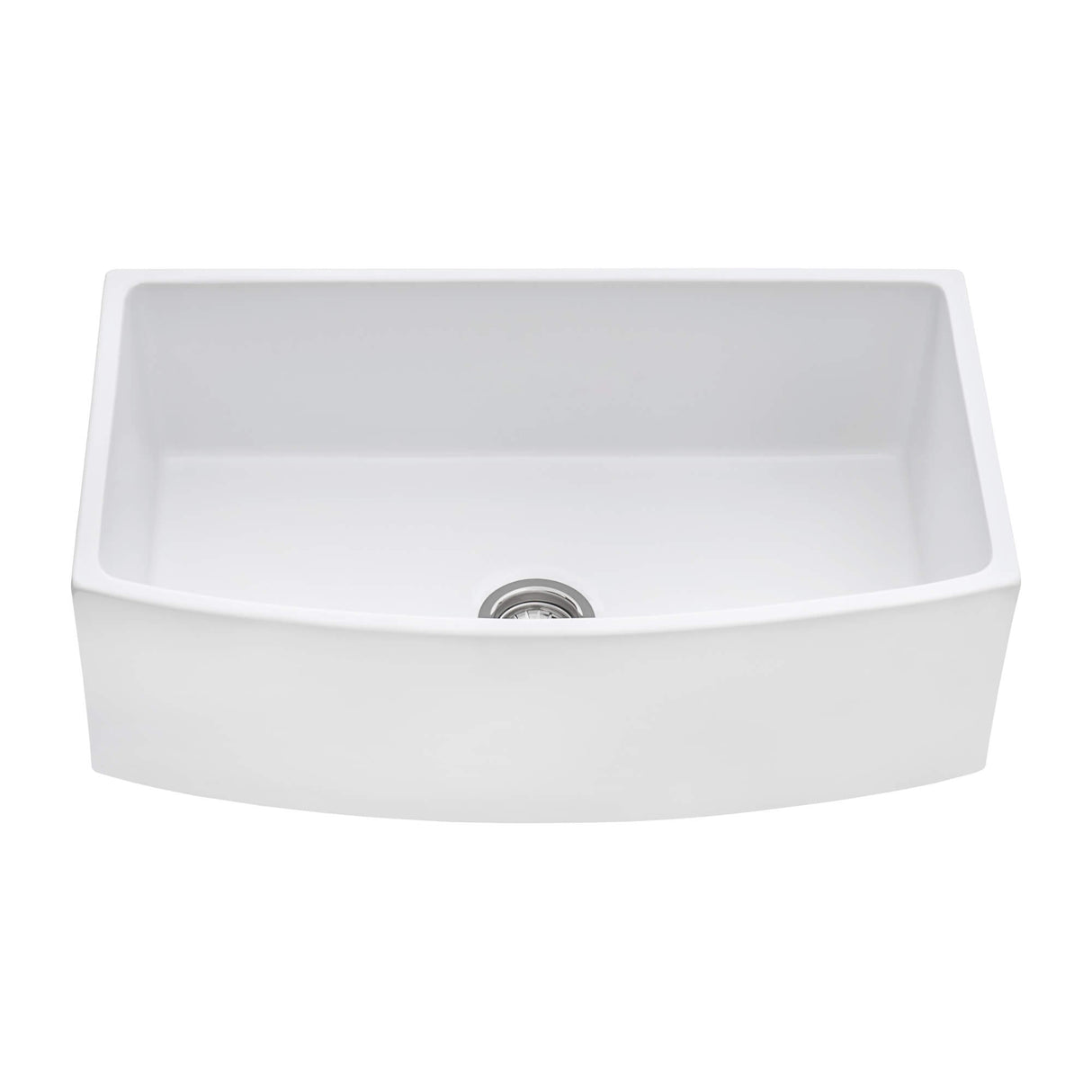 Ruvati 33 inch Fireclay White Farmhouse Kitchen Sink Bow Front Curved Apron Single Bowl - RVL2398WH