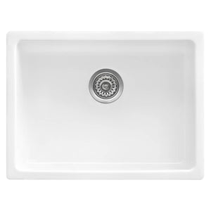 Ruvati 24-inch Fireclay Undermount / Drop-in Topmount Kitchen Sink Single Bowl - White - RVL2420WH