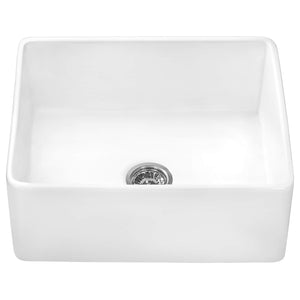 Ruvati 23-inch Fireclay Farmhouse Kitchen Laundry Utility Sink Single Bowl - White - RVL2468WH