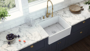 Ruvati 23-inch Fireclay Farmhouse Kitchen Laundry Utility Sink Single Bowl - White - RVL2468WH