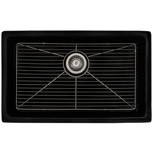 Ruvati 27-inch Fireclay Undermount / Drop-in Topmount Kitchen Sink Single Bowl - Black - RVL2707BK