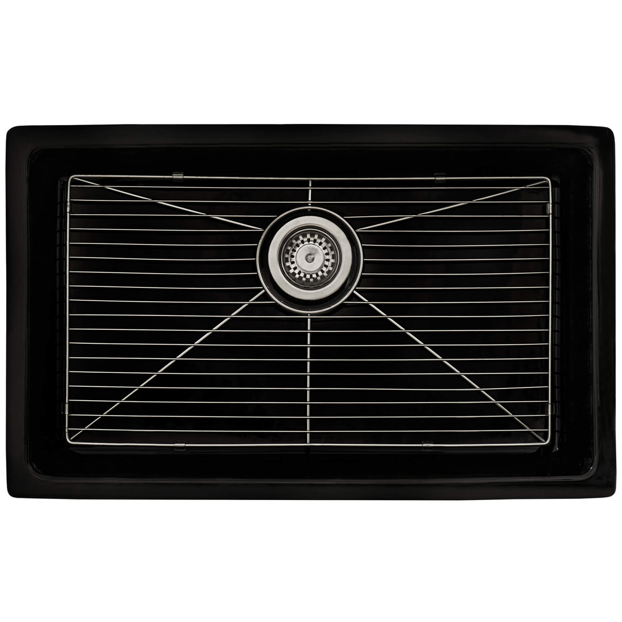 Ruvati 30-inch Fireclay Undermount / Drop-in Topmount Kitchen Sink Single Bowl - Glossy Black - RVL3030BK