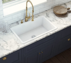 Ruvati 30-inch Fireclay Undermount / Drop-in Topmount Kitchen Sink Single Bowl - White - RVL3030WH