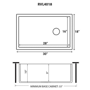 Ruvati 30-inch Matte Black and Brushed Gold Fireclay Modern Farmhouse Kitchen Sink Single Bowl - RVL4018GRG