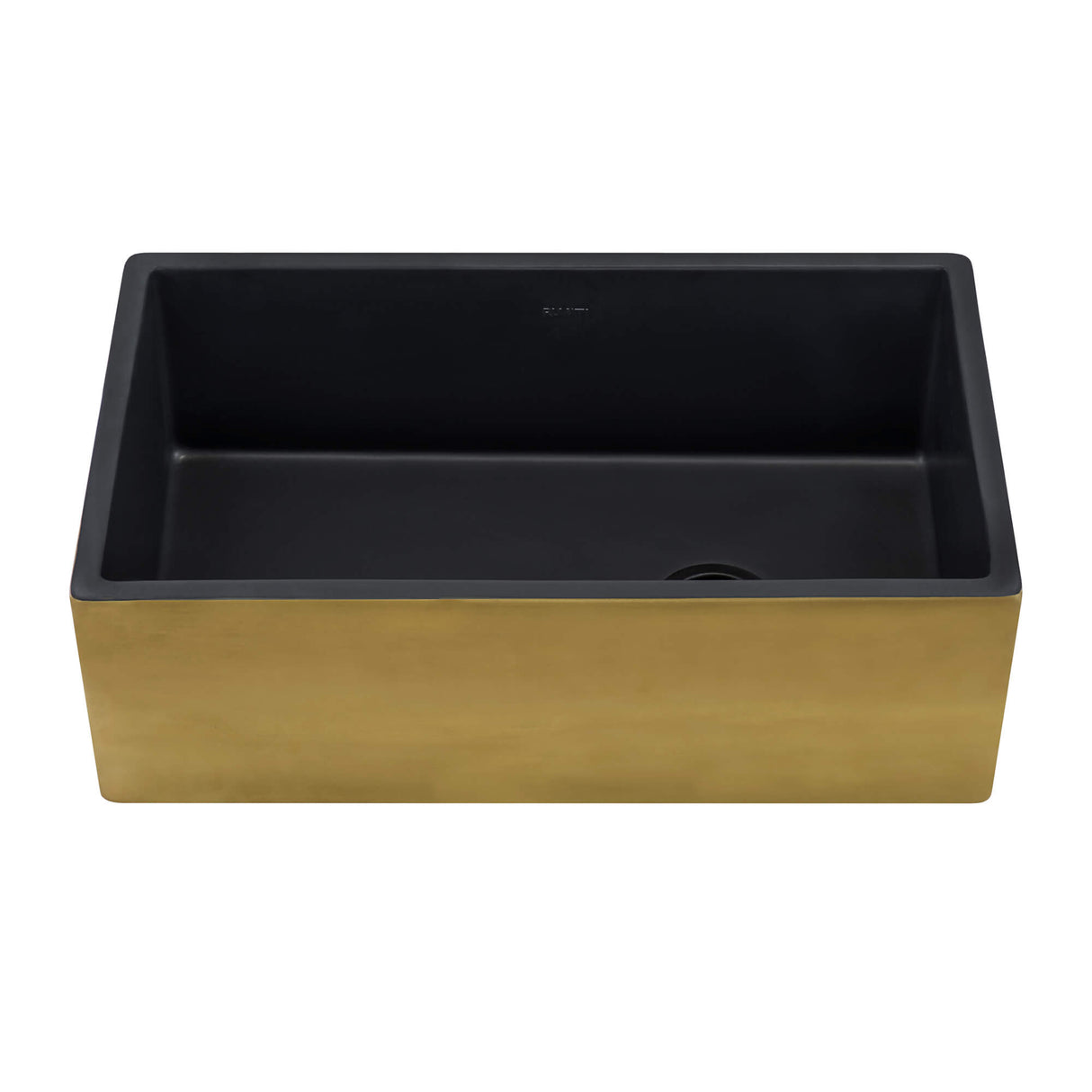 Ruvati 30-inch Matte Black and Brushed Gold Fireclay Modern Farmhouse Kitchen Sink Single Bowl - RVL4018GRG