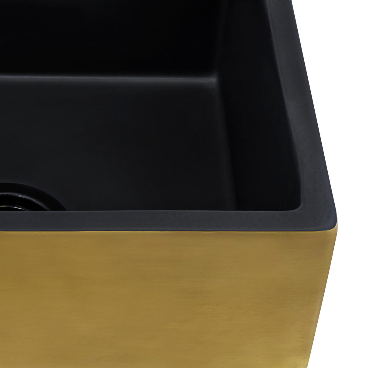 Ruvati 30-inch Matte Black and Brushed Gold Fireclay Modern Farmhouse Kitchen Sink Single Bowl - RVL4018GRG