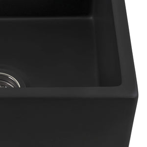 Ruvati 30-inch Matte Black Fireclay Modern Farmhouse Offset Drain Kitchen Sink Single Bowl - RVL4018MBK