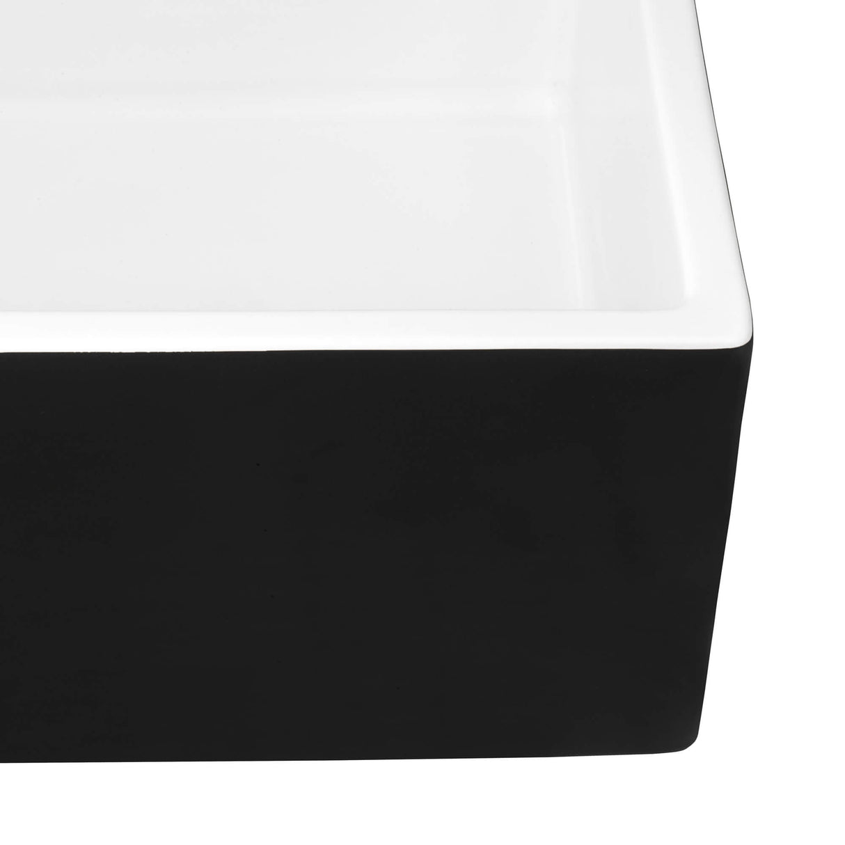 Ruvati Black and White 30-inch Fireclay Farmhouse Offset Drain Kitchen Sink Single Bowl - RVL4018RBW