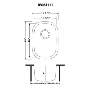 Ruvati 12 x 18 inch Undermount 16 Gauge Stainless Steel Bar Prep Sink - RVM4111
