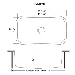 Ruvati 32-inch Undermount 16 Gauge Stainless Steel Kitchen Sink Single Bowl - RVM4200