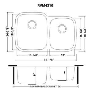 Ruvati 32-inch Undermount 60/40 Double Bowl 16 Gauge Stainless Steel Kitchen Sink - RVM4310
