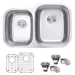 Ruvati 32-inch Undermount 40/60 Double Bowl 16 Gauge Stainless Steel Kitchen Sink - RVM4315