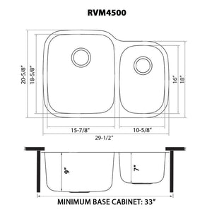 Ruvati 29-inch Undermount 60/40 Double Bowl 16 Gauge Stainless Steel Kitchen Sink - RVM4500