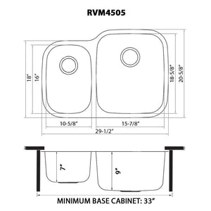 Ruvati 29-inch Undermount 40/60 Double Bowl 16 Gauge Stainless Steel Kitchen Sink - RVM4505