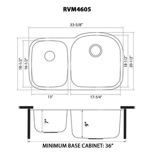 Ruvati 34-inch Undermount 40/60 Double Bowl 16 Gauge Stainless Steel Kitchen Sink - RVM4605