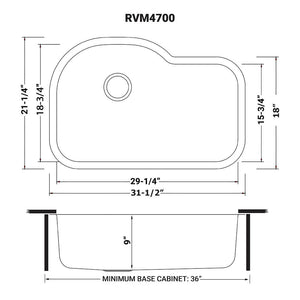 Ruvati RVM4700 Undermount 16 Gauge 32" Kitchen Sink Single Bowl