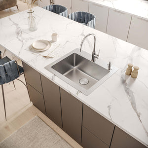 Ruvati 25 x 22 inch Drop-in Topmount Kitchen Sink 16 Gauge Stainless Steel Single Bowl - RVM5025