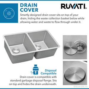 Ruvati 28-inch Undermount Kitchen Sink 50/50 Double Bowl 16 Gauge Stainless Steel - RVM5077