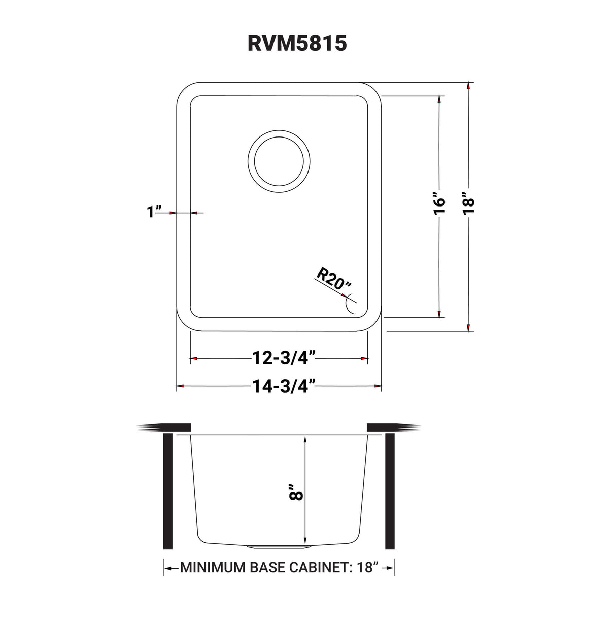 Ruvati 15-inch Undermount Bar Prep Kitchen Sink 16 Gauge Stainless Steel Single Bowl - RVM5815