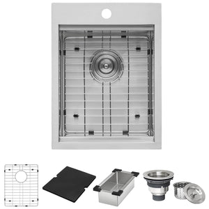 Ruvati 15 x 20 inch Marine Grade T-316 Workstation Topmount RV Boat Outdoor Sink Stainless Steel - RVQ5210
